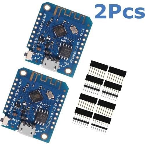 2pcs Wemos D1 Mini V3.0 Development Board ESP8266 4MB Flash Wireless Based CH340 CH340G for Arduino Nodemcu V2 MicroPython