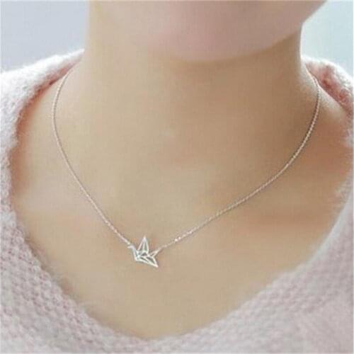 10pcs/lot Fashionable Cute Animal Necklace. Trendy Cute Bird Crane Pendant Necklace Thousands of paper Cranes Necklace