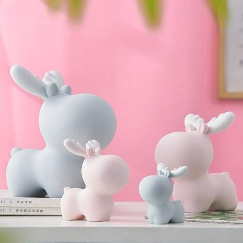 Cartoon Resin Elk Figurine Piggy Bank for Safe ​Money Box Cute Savings Bank Cash Coin Storage Box Kids Adults Birthday Gifts