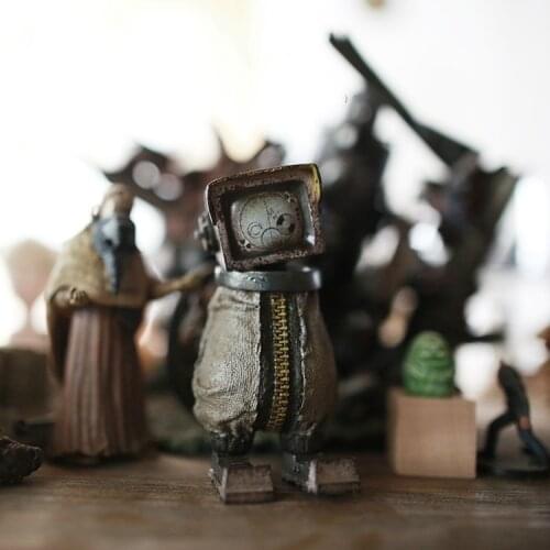 Resin Figure Kit Little Robot with Square Head Unpainted Garage Resin Model Kit
