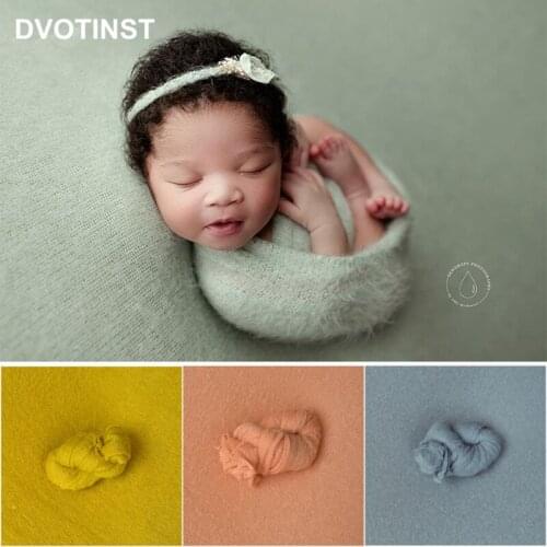 Dvotinst Newborn Baby Photography Props Plush Fur Soft Knitted Wraps Blackground Blanket Studio Shooting Fotografia Photo Props