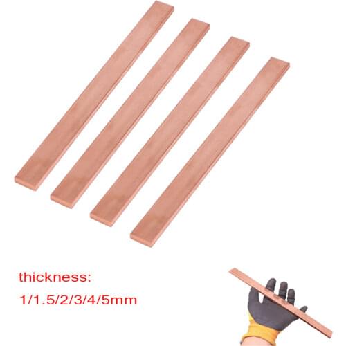 99% pure Cu flat Copper Bar Plate Metal Strip thickness 1/1.5/2/3/4/5 mm length 250 mm