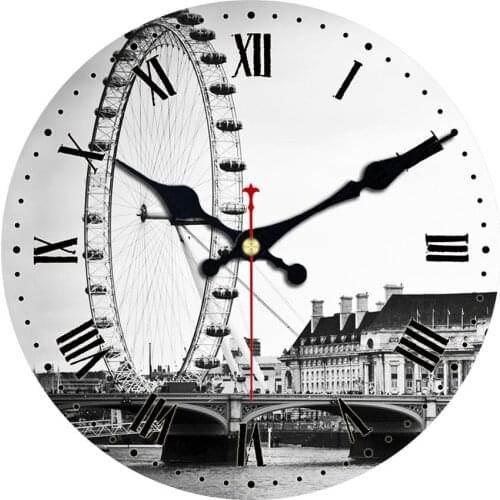 Shabby Chic,Ferris Wheel Wall Clocks,Vintage Wall Clock,Scenery Wall Watches Home Decor,Silent Clock