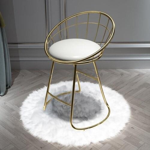 Light luxury ins style chair simple home iron dressing stool black birds nest makeup stool golden nordic nail chair
