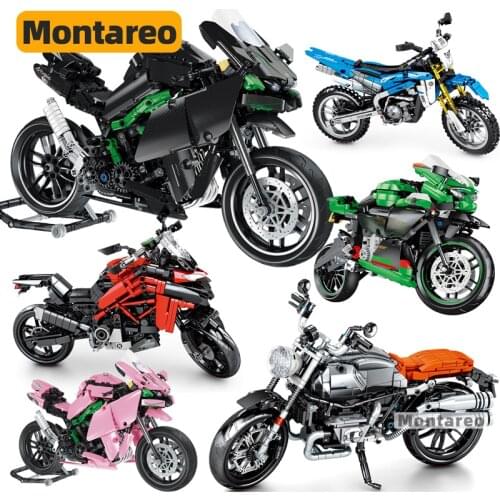 SEMBO MOC Mechanical Latte Motorcycle Building Blocks City High-Tech Racing Motorbike DIY Model Vehicles Toys For Kids Boys Gift