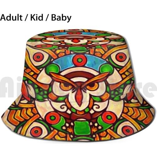 The Painted Owl Sun Hat Foldable UV Protection Owl Owl Mandala Mandalas Spirtual Spirit Flight Fly Wing Bird Prey