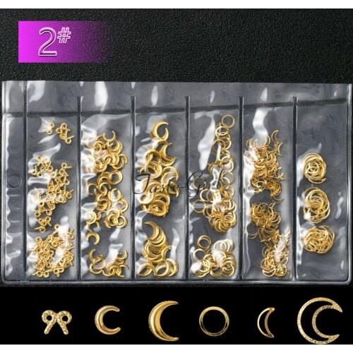 Mixed styles moon crescent bow tie circles design 3d nail art decorations alloy charms for nails Accessories Supplies Tools