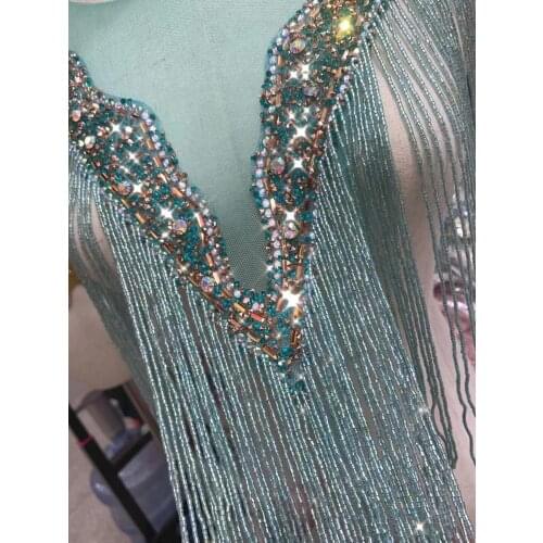 Hot selling SYJ-9391 wedding embroidered crystal rhinestone collar necklace with tassels appliques with fringe