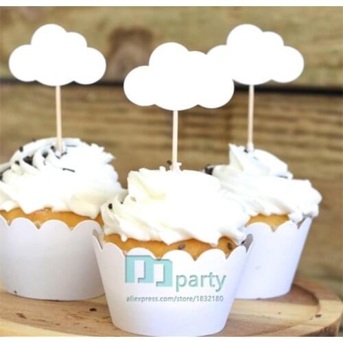 Baby Shower Theme-Cloud Cupcake Toppers-Custom Cupcake Toppers-White cake toppers for baby bunting-cupcake toper with cloud