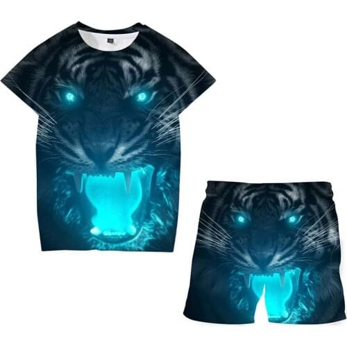 The Tiger King Summer 3d Printed Boys T-shirt Shorts Set Girls Sportswear Tracksuit O Neck Short Sleeve Baby Clothing Suit
