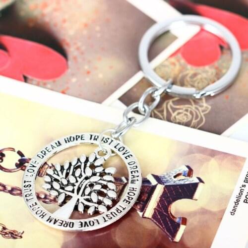 Trust Love Dream Hope Life Tree Keyring Best Gifts For Friend Women Men Wedding Keychain Family Key Ring Party Chain Jewelry