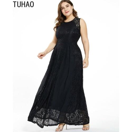 TUHAO 7XL 6XL 5XL 4XL Plus Size Dress Women Summer Elegant Lace Dresses for Mother Mom Sexy Loose Long Dress Party Vestidos WM11