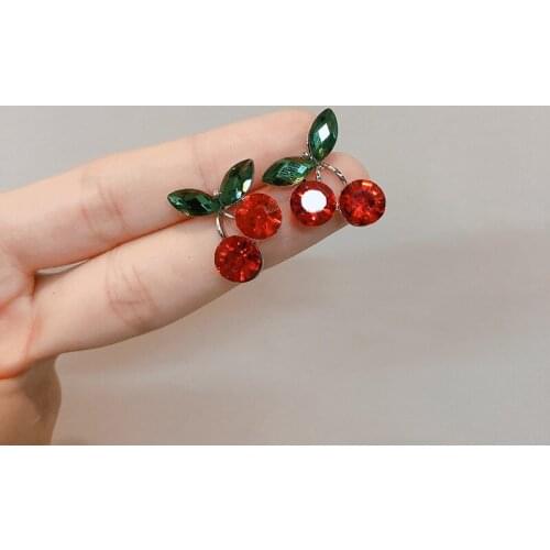 Cherry Drop Earrings For Women 2021 Fashion Jewelry Resin Alloy Female Crystal Earring Accessories Girl Gift Party Wholesale New