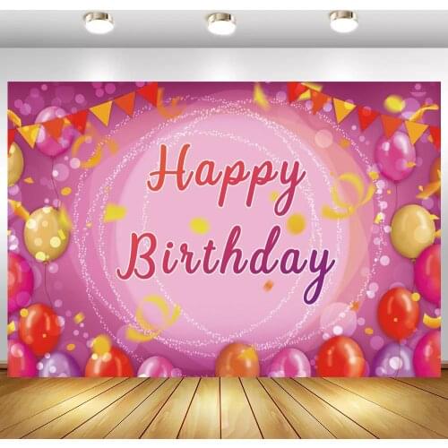 Bright Colorful Balloons Happy Birthday Stage Banner Backdrops Photography Cake Smash Table Decor Customize Photo Backgrounds