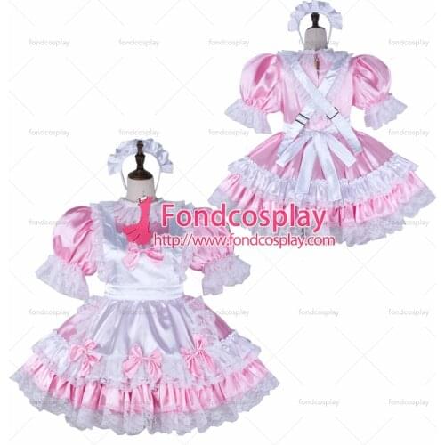 Sissy maid satin dress lockable Uniform cosplay costume Tailor-made[G2338]