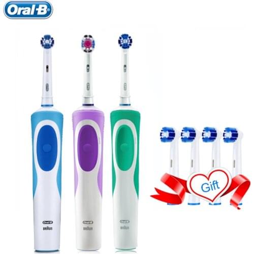 Oral B Vitality Electric Toothbrush Precision Clean 2 Mins Timer Rechargeable Teeth Brush with 4 Gift Replace Brush Head Oralb