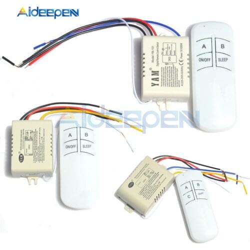 1/2/3 Ways ON/OFF 220V Lamp Light Digital Wireless Wall Remote Control Switch Receiver Transmitter