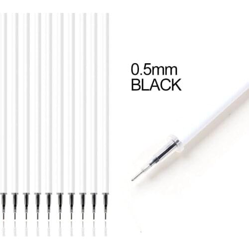 10 pc White Color Shell Gel Pen Refills 0.5mm Black Ink Kawai Pattern Office Stationery Supplies 13cm Length