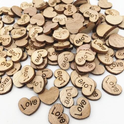 100Pcs Mini Wooden Love Heart Wedding Table Scatter DIY Craft Accessories Rustic Wedding Party DIY Decoration Favor Scrapbooking