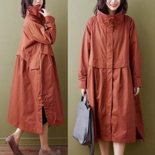 2021 Autumn Winter Korean Solid Color Windbreaker Jacket Women Long Plus Size Jackets Female Coat Loose Trench Coat For Women