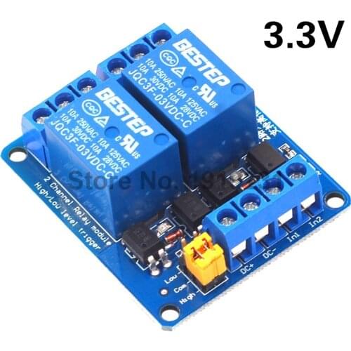 3.3V 2 Channel Relay Module High and Low Level Trigger Dual Optocoupler Isolation 3.3V Relay Module