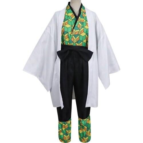 Anime Demon Slayer Cosplay Costume Kimetsu no Yaiba Sabito Kimono Cape Mask Women Men Halloween Costumes
