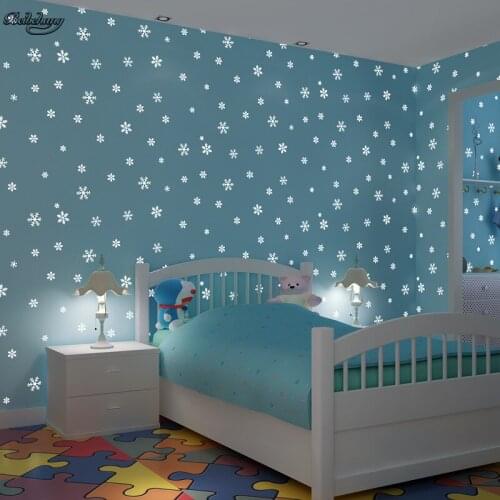 Beibehang High - grade green light - emitting wallpaper snowflake non - woven children 's room background