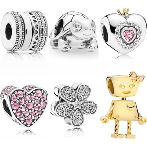 Bright-eyed Turtle Daisy Flower Pink Princess Heart Bella Bot Beads Fit Europe 925 Sterling Silver Charm Bracelet DIY Jewelry