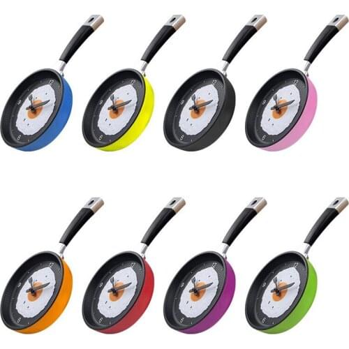 Kitchen Clock Frying Pan Modern Design Hanging Wall Clock Kitchen Fried Egg Watch Saat for Novelty Art Watch Home Room Decor