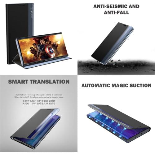 Window View Flip Leather Case For Samsung Galaxy Note 10 Plus S8 S9 S10 Plus S7 A30 A50 A70 A80 M10 Smart Sleep Awake Flip Cove