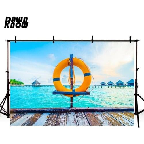 DAWNKNOW Seaside Photography Background Lifebelt Floor Wedding Photographic Backdrops Photo Studio Children Photocall lv1580