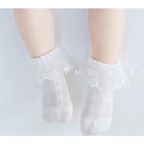 Childrens Socks Summer Fashion Baby Girl Ruffled Socks Cute Baby Frills Toddler Designer Lace Kids Mesh Cotton Socks for Girls