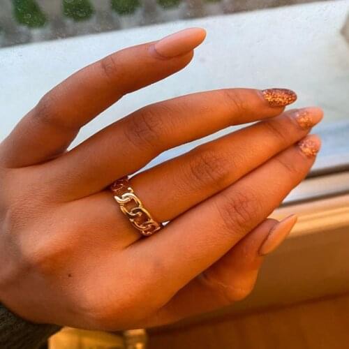 European and American Fashion Shooting Men and Women Index Finger Ring Creative Chain Open Punk Ring Hip Hop Hipster Ring