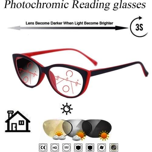 Photochromic Gray Progressive Multifocal Reading Glasses for Men Women Ultralight +1.0 +1.5 +1.75 +2.0 +2.5 +3 +3.5 +4