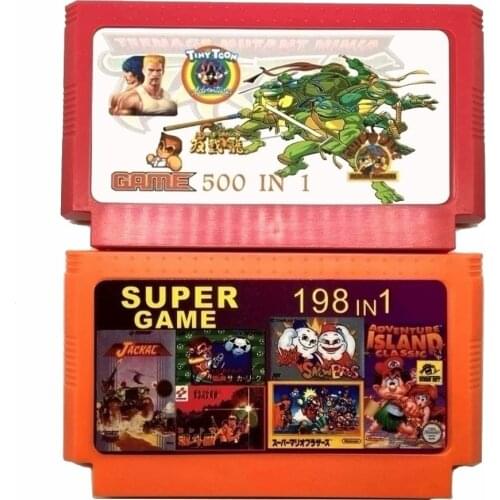 Hot Sale 2 piece Game Collection (500 in 1 + 198 in 1) 60 Pins Game Cartridge For 8 Bit Game Console with Nija Contra DK etc
