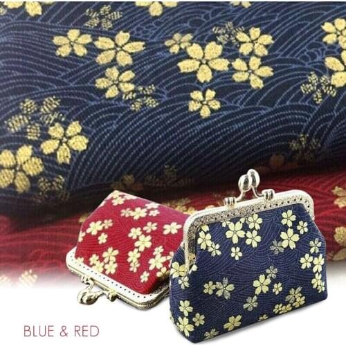 Cotton Red Cherry Blossom Bronzing Fabric Japanese Style Sewing Fabric Patchworks Quilting Needlework Diy Handmade Material