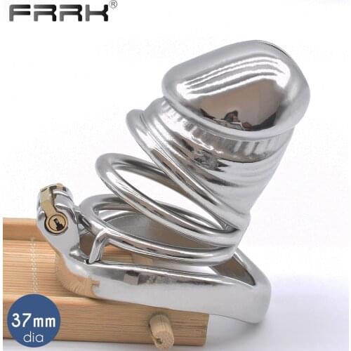FRRK CB Stainless Steel Chastity Cage for Male Sissy BDSM Sex Toys Sexual Wellness Shop Bondage Device Penis Rigs Erect Denial