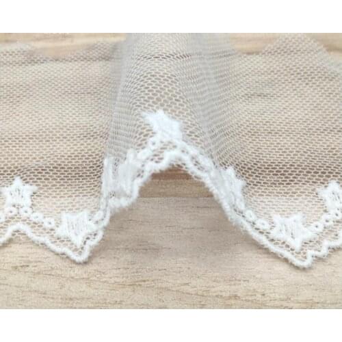 1Yards High Quality Lace Fabric Guipure Craft 6.3cm Applique Star Lace Collar Mesh Fabric Sewing Ribbon Lace Trim dentelle L007