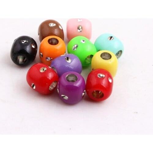 Kwoi vita Mix Colorful Big Holes Plastic Acrylic Bling Rhinestone Beads for DIY Chunky Jewelry Making 12mm 300pcs a lot