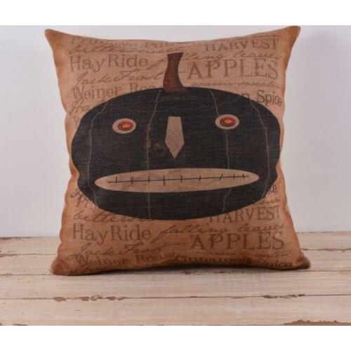 LINKWELL 45x45cm Retro Halloween Gift Seasonal Pumpkin Ghost Jack O Lantern Trick or Treat Pillow Case Burlap Cushion Cover