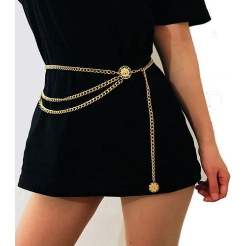 Fashion Belts for Women Women Luxury Gold Narrow Metal Chain Chunky Fringes Belt