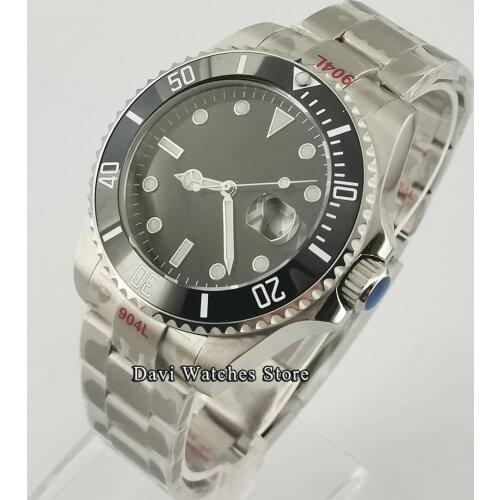 43mm Sterile Mens Watches Black Dial Luxury 24 jewels Japan NH35 Automatic Male Watches Ceramic Bezel Wristwatch