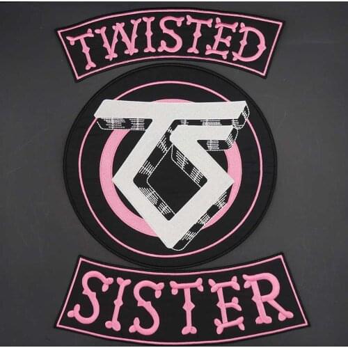 Twisted Sister Iron on Motorcycle Biker Clothes Large Size Embroidery Patch Sticker Badge