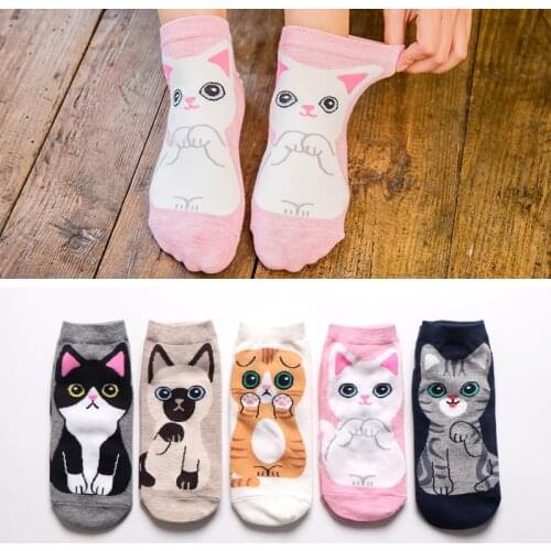 Japanese Crew Socks Womens Tube Socks Cotton Cartoon Kawaii Pink Popular Casual Fashion Anime Big Ear Dog Cute Cat Socks Korean
