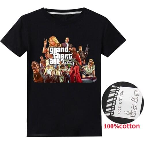 New Children GTA 5 Shirts for Teenage Girls Tops Short Sleeve Kids Boys Clothes Cartoon Graphic T Shirt Baby Clothing