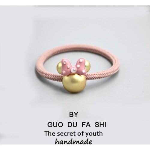 Disneys new Mickey hair rope cute bow alloy head rope baby girls hair accessories girlfriend birthday gift hair ring