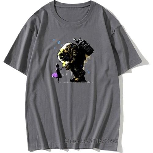 Brand New Men T Shirts 100% Cotton Bioshock Big Daddy and Little Sister Splicer Gaming Badass Artsy Vintage Tee Shirts Oversize