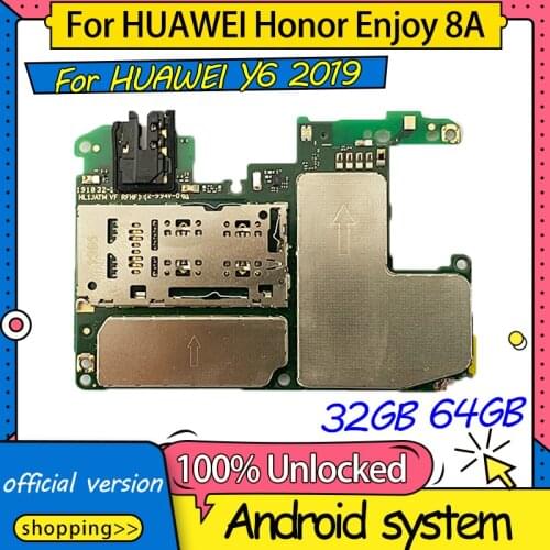 Original For HUAWEI Honor Enjoy 8A Motherboard 32GB 100% Tested Logic Board For HUAWEI Y6 2019 Mainboard WIth Full Chips