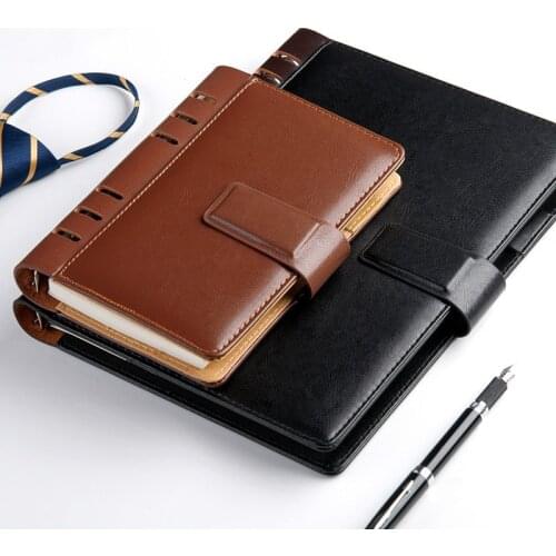 Planner Agenda Spiral Black Leather Notebook Dividers Personal Diary Journal Note Book A5 A6 Custom Logo D40