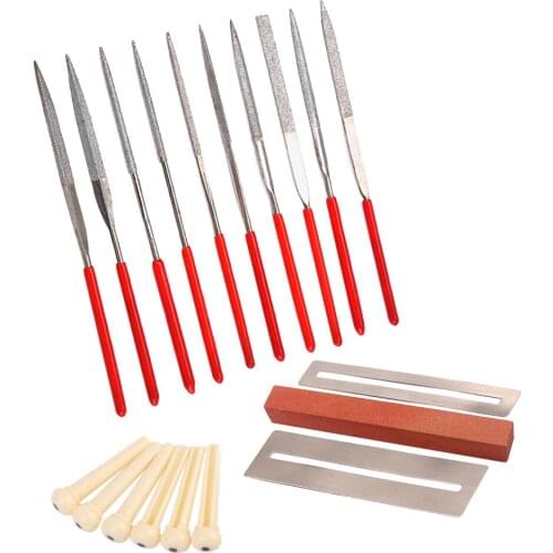 Practical Sanding Luthier Tool Grinding Stone Frets Nut File Bridge Pins Kit for Guitar Lovers